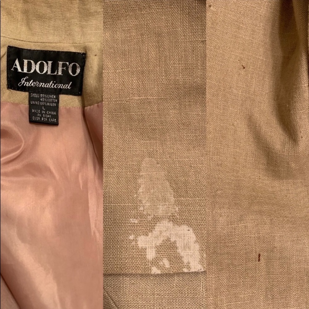 VINTAGE 80S ADOLFO BLAZER CRYSTAL FLOWER LINEN - Picture 11 of 12